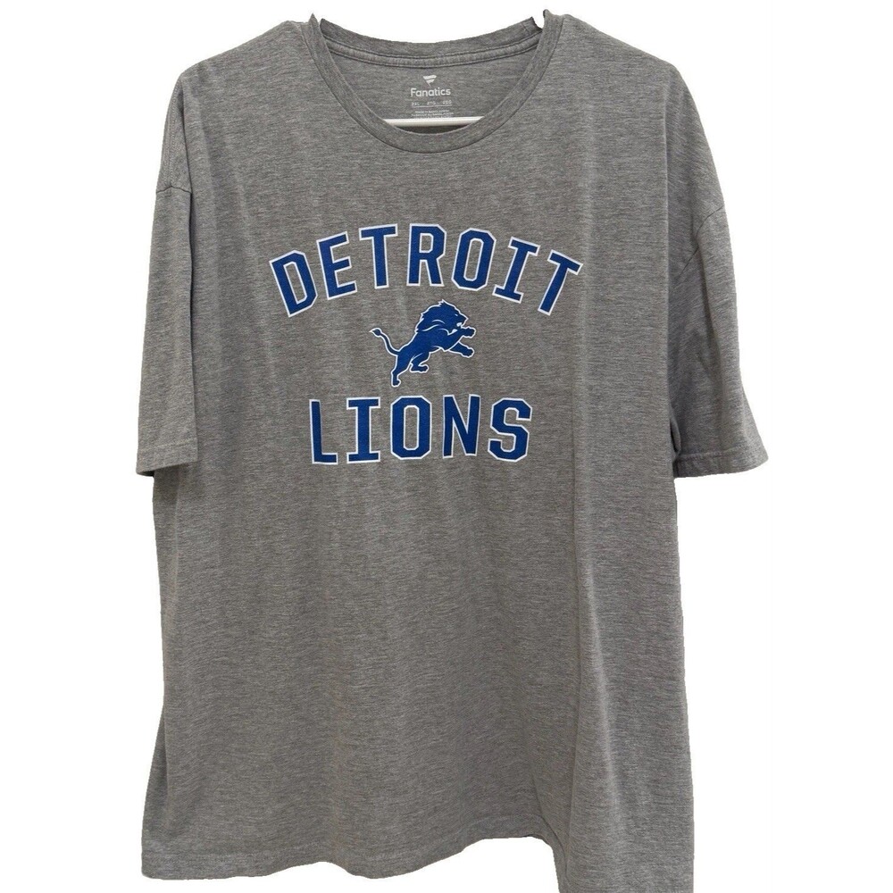 Detroit Lions Fanatics T Shirt Men's 2XL Gray NFL Stretch Football